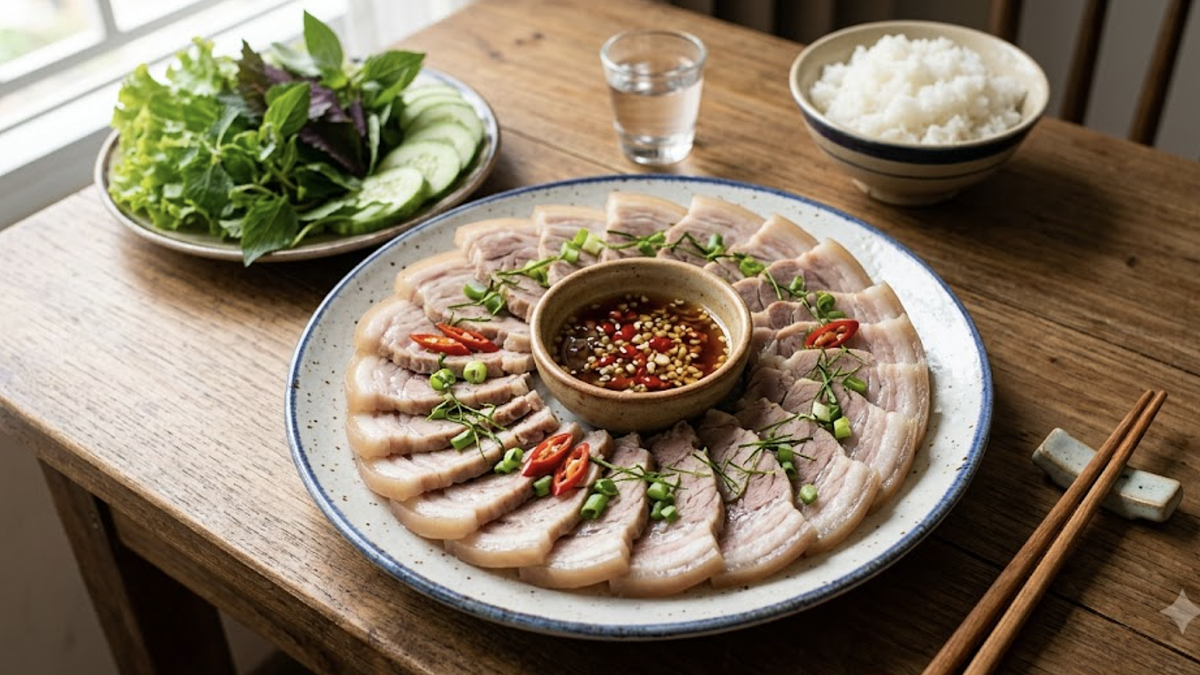 Bốn bước luộc thịt trắng hồng, da giòn